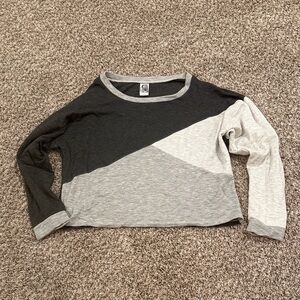 Erge Gray and Cream Long Sleeve Top